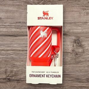 Mini Stanley Quencher H2.0 Tumbler Ornament Keychain Candy Cane Red & White New